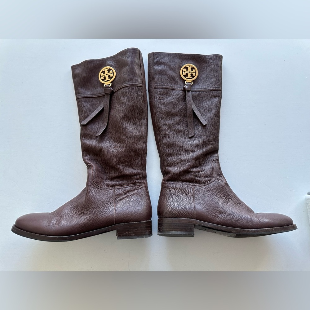 Tory Burch Tall Flat Equestrian Brown Tassel Boot Chelsea